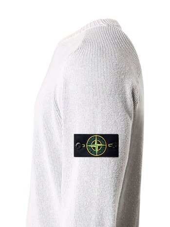 Stone Island STONE ISLAND PLATED RIB COTTON BOUCLÉ PULLOVER PEARL GREY