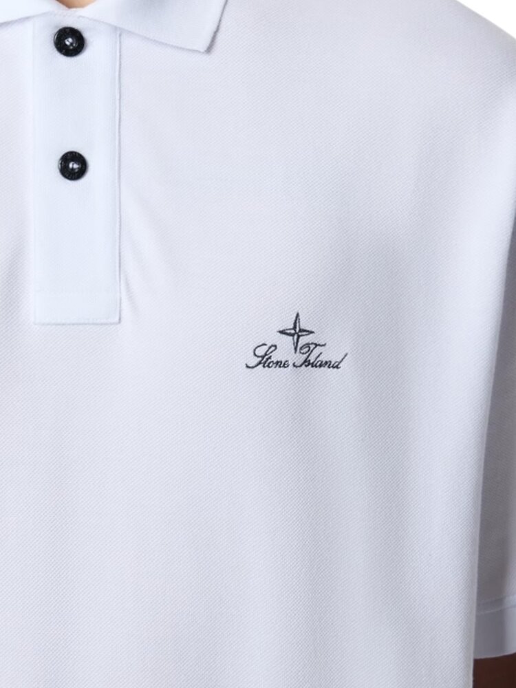 Stone Island STONE ISLAND 50/2 ORGANIC COTTON PIQUÉ POLO WHITE