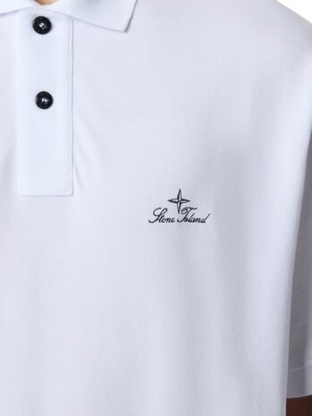 Stone Island STONE ISLAND 50/2 ORGANIC COTTON PIQUÉ POLO WHITE