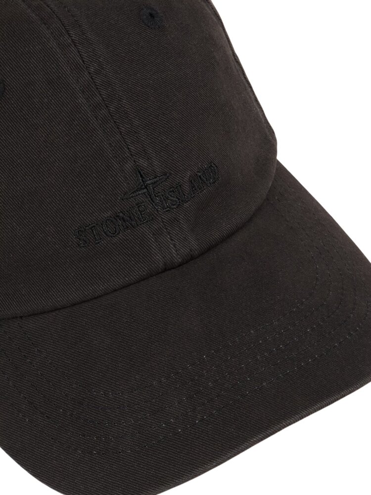 Stone Island STONE ISLAND BRUSHED COTTON GABARDINE CAP BLACK