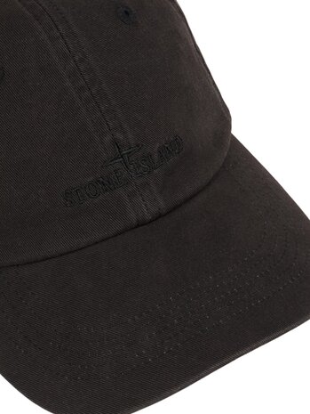 Stone Island STONE ISLAND BRUSHED COTTON GABARDINE CAP BLACK