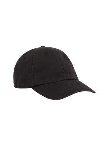 Stone Island STONE ISLAND BRUSHED COTTON GABARDINE CAP BLACK