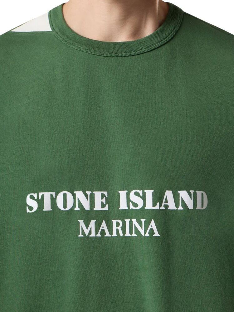 Stone Island STONE ISLAND MARINA COMBED ORGANIC JERSEY T-SHIRT QUARTZ GREEN