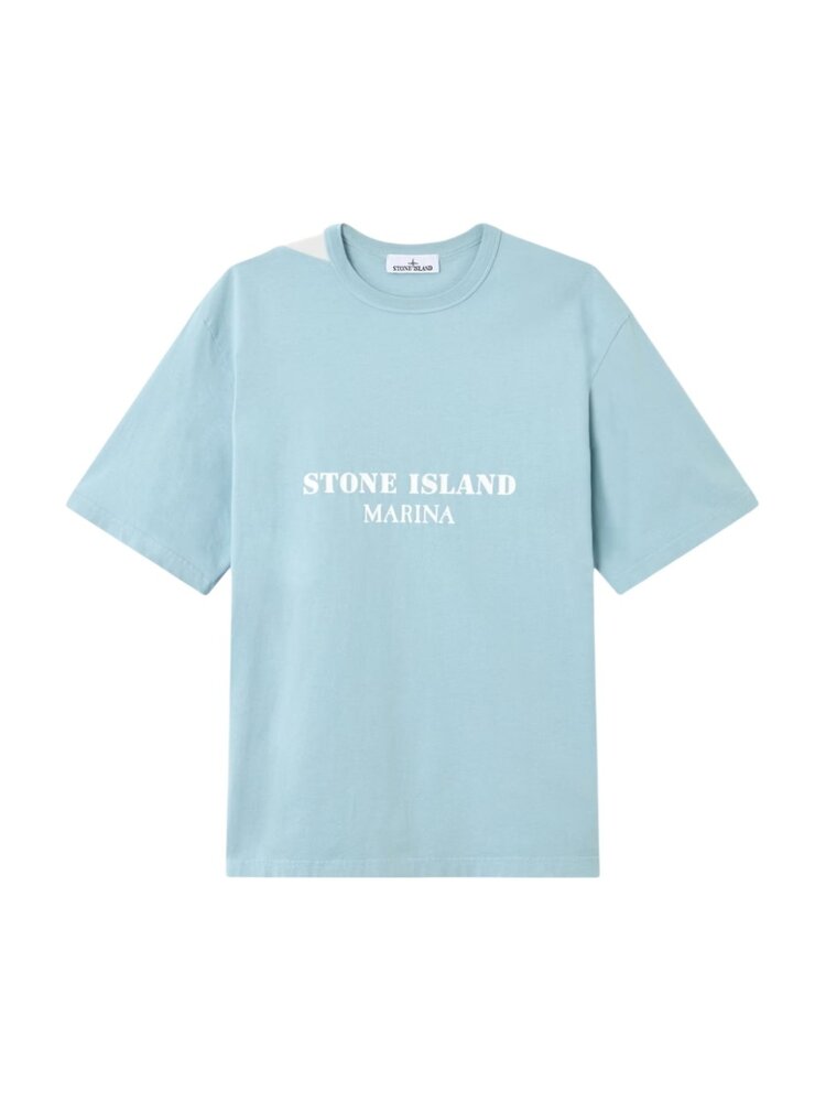 Stone Island STONE ISLAND MARINA COMBED ORGANIC JERSEY T-SHIRT DUST BLUE