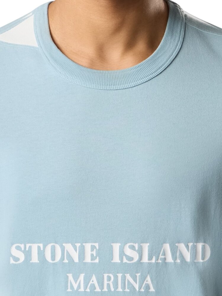 Stone Island STONE ISLAND MARINA COMBED ORGANIC JERSEY T-SHIRT DUST BLUE