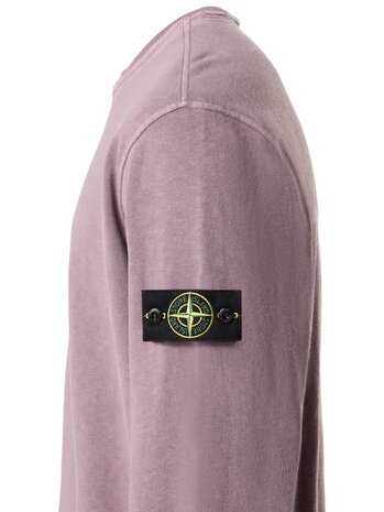 Stone Island STONE ISLAND MALFILÉ FLEECE 'OLD' EFFECT SWEATER PURPLE GREY