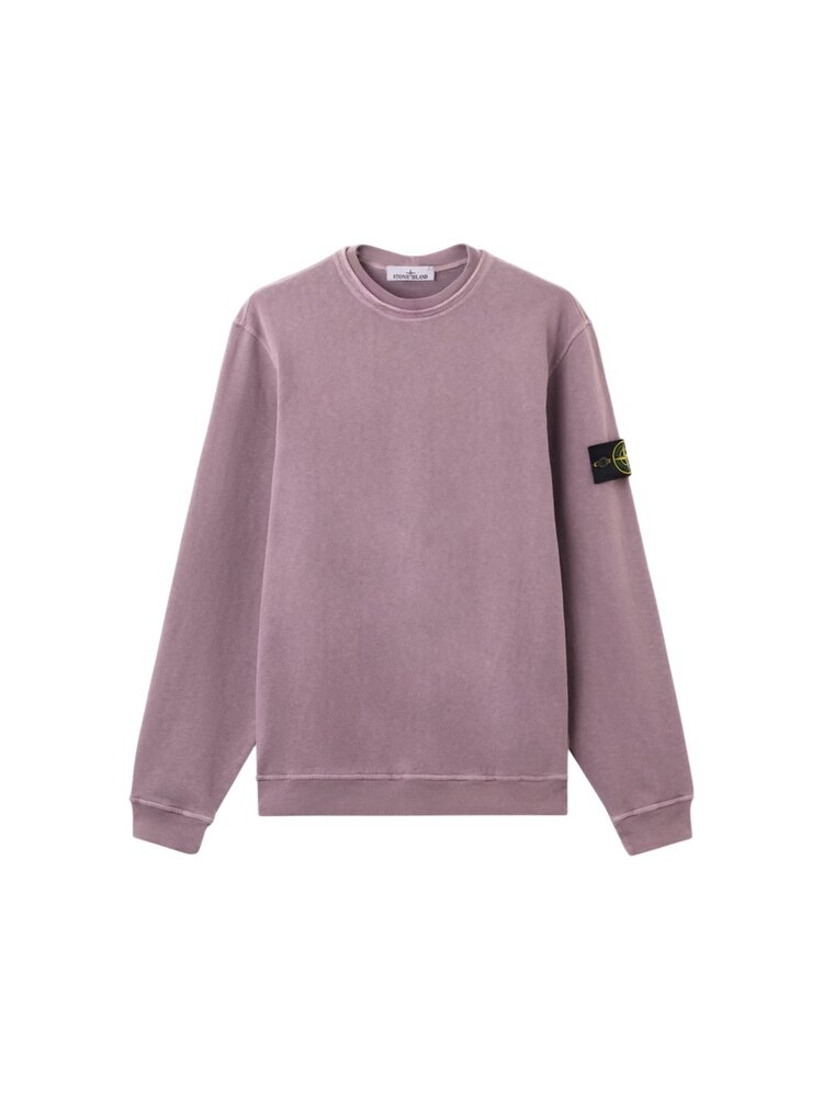 Stone Island STONE ISLAND MALFILÉ FLEECE 'OLD' EFFECT SWEATER PURPLE GREY