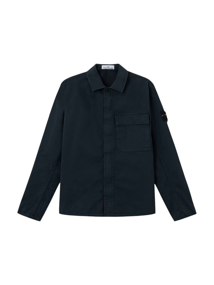 Stone Island STONE ISLAND STRETCH ORGANIC TWILL OVERSHIRT NAVY