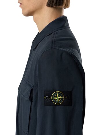 Stone Island STONE ISLAND STRETCH ORGANIC TWILL OVERSHIRT NAVY
