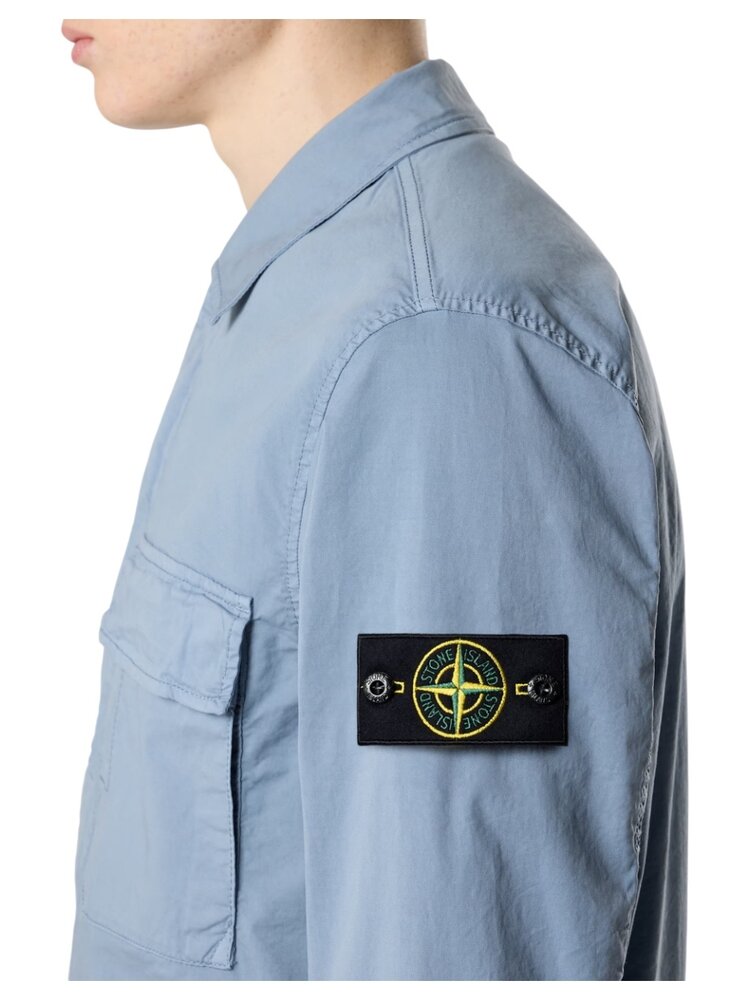 Stone Island STONE ISLAND STRETCH ORGANIC TWILL OVERSHIRT BLUE