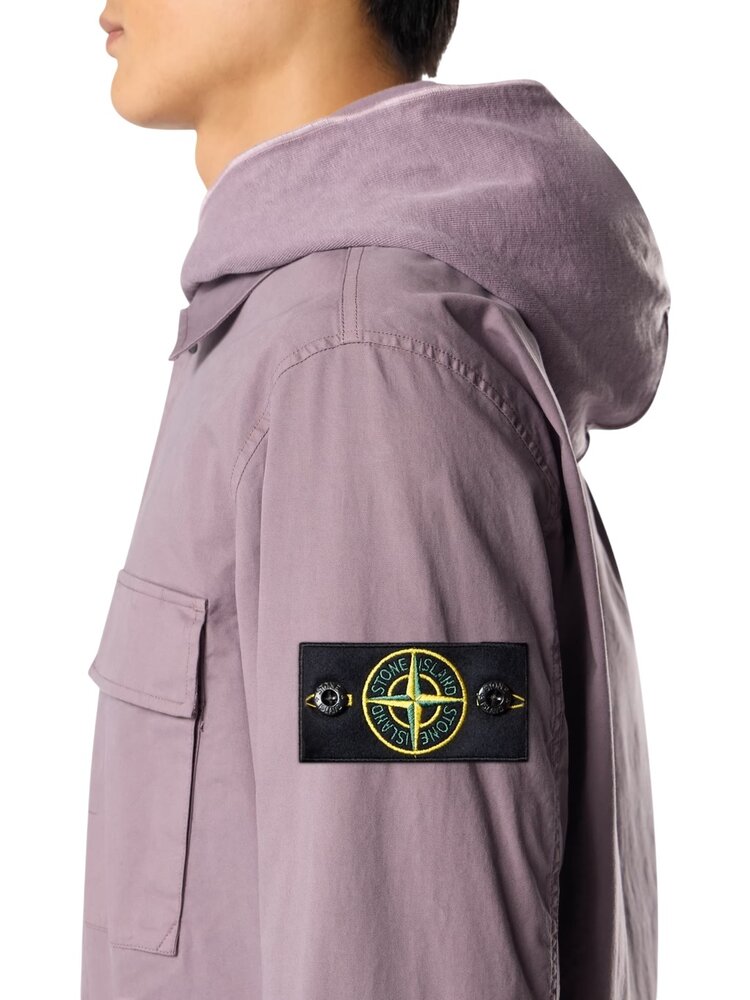 Stone Island STONE ISLAND STRETCH ORGANIC TWILL OVERSHIRT PURPLE GREY