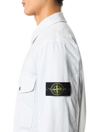 Stone Island STONE ISLAND BROKEN TWILL 'OLD EFFECT' STRETCH OVERSHIRT SKY BLUE
