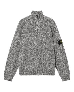 Stone Island STONE ISLAND SPECKLED COTTON HALF-ZIP PULLOVER BLACK MELANGE