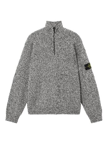 Stone Island STONE ISLAND SPECKLED COTTON HALF-ZIP PULLOVER BLACK MELANGE