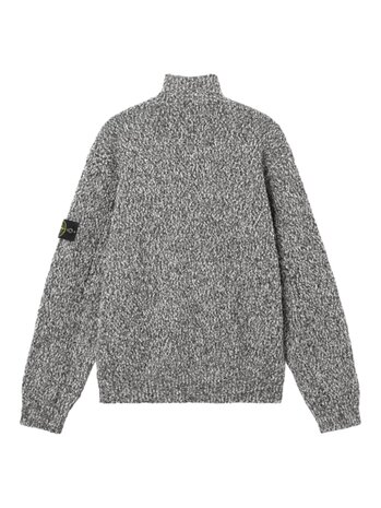 Stone Island STONE ISLAND SPECKLED COTTON HALF-ZIP PULLOVER BLACK MELANGE