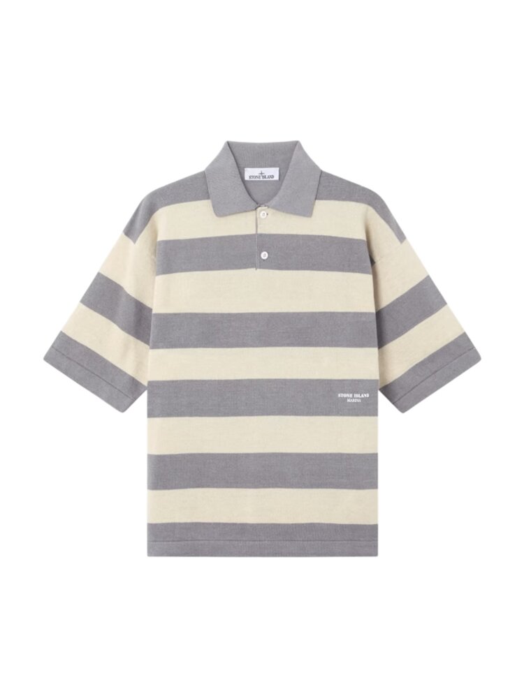 Stone Island STONE ISLAND MARINA STRIPED RAW HAND ORGANIC COTTON + LINEN IVORY MELANGE