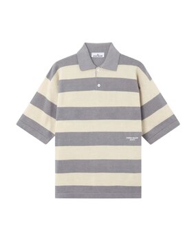 Stone Island STONE ISLAND MARINA STRIPED RAW HAND ORGANIC COTTON + LINEN IVORY MELANGE