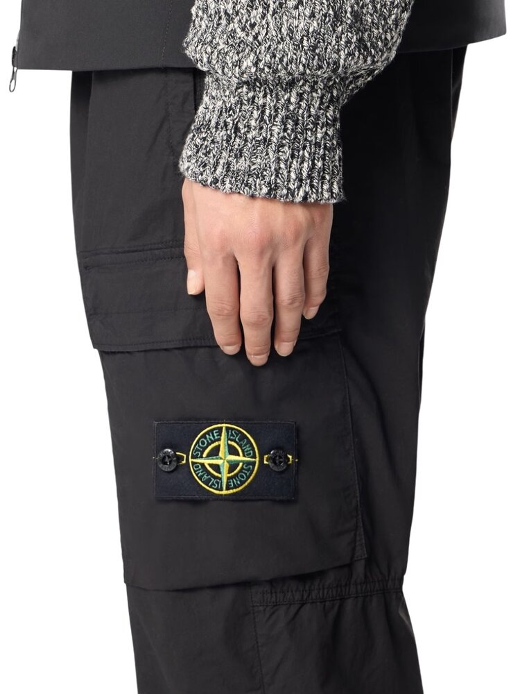 Stone Island STONE ISLAND STRETCH TELA PARACADUTE CARGO PANTS BLACK