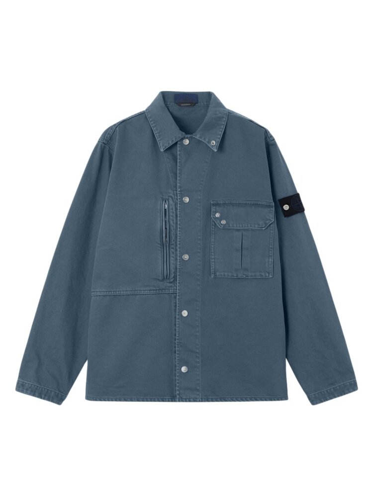 Stone Island STONE ISLAND LIGHT BULL DENIM INDIGO-TC OVERSHIRT INDIGO BLUE