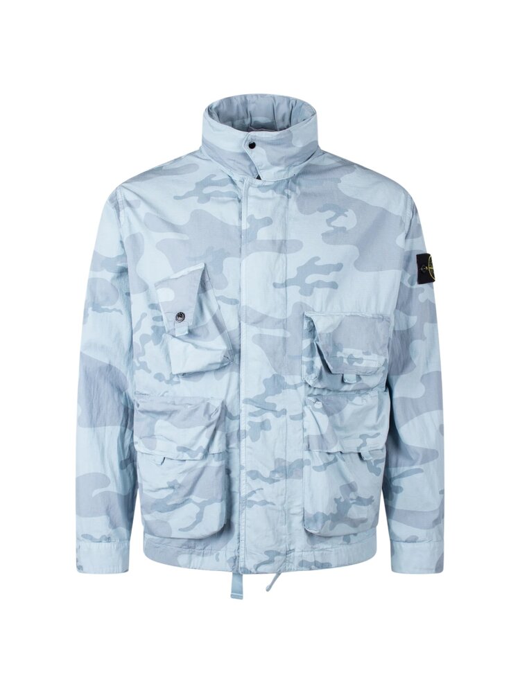 Stone Island STONE ISLAND FADED CAMO LIGHT RIPSTOP-OVD JACKET BLUE