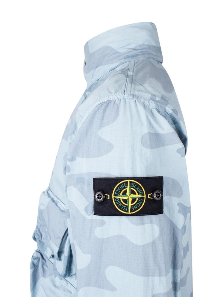 Stone Island STONE ISLAND FADED CAMO LIGHT RIPSTOP-OVD JACKET BLUE