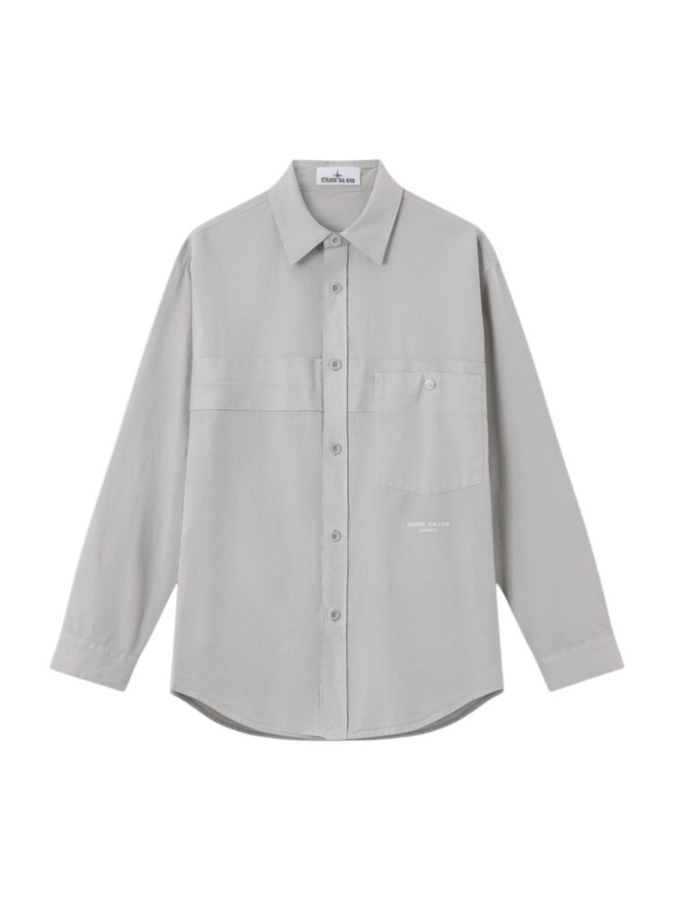 Stone Island STONE ISLAND MARINA COTTON NYLON PANAMA SHIRT GRAVEL GREY Stone Island STONE ISLAND MARINA COTTON NYLON PANAMA SHIRT GRAVEL GREY