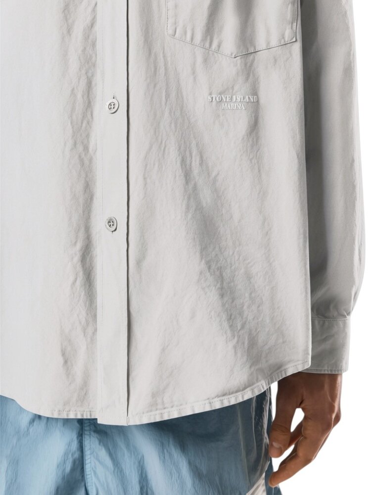 Stone Island STONE ISLAND MARINA COTTON NYLON PANAMA SHIRT GRAVEL GREY Stone Island STONE ISLAND MARINA COTTON NYLON PANAMA SHIRT GRAVEL GREY