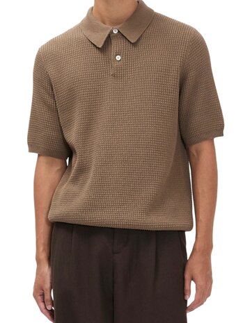Norse Projects NORSE PROJECTS ANHOLT COTTON CREPE POLO WALNUT BROWN Norse Projects NORSE PROJECTS ANHOLT COTTON CREPE POLO WALNUT BROWN