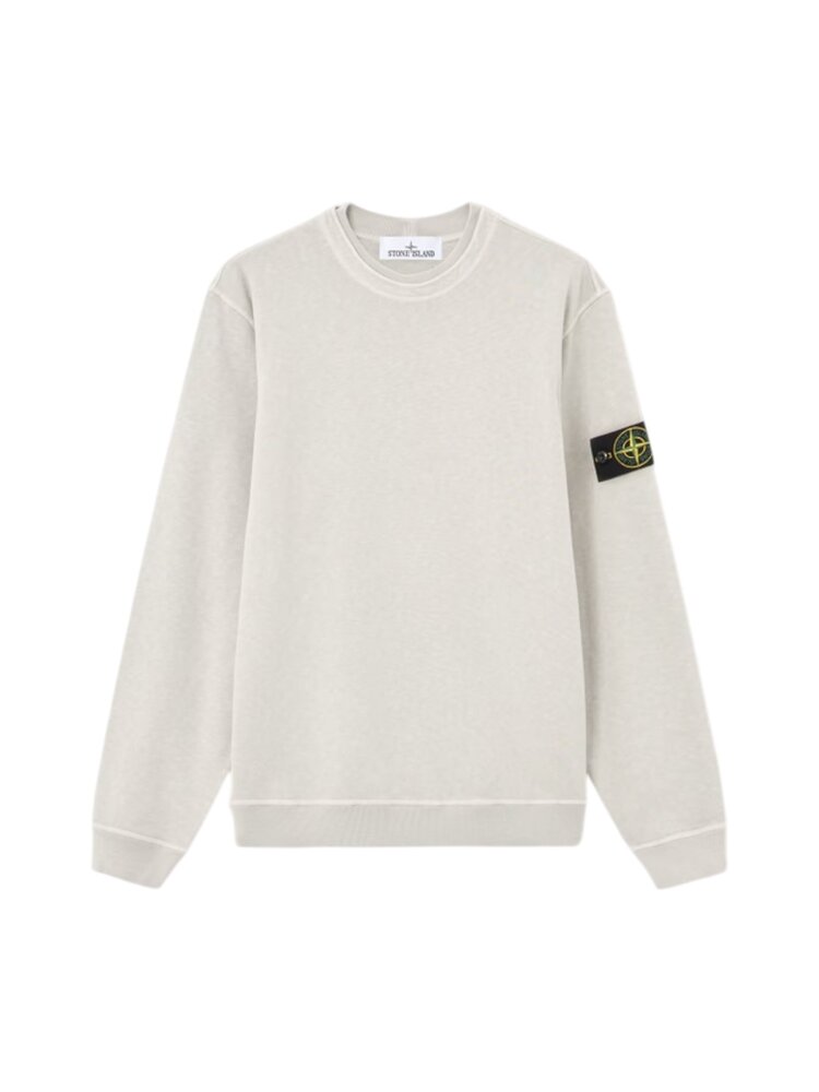 Stone Island STONE ISLAND MALFILÉ FLEECE 'OLD' EFFECT SWEATER PEARL GREY Stone Island STONE ISLAND MALFILÉ FLEECE 'OLD' EFFECT SWEATER PEARL GREY