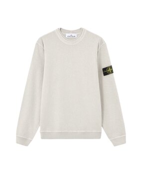 Stone Island STONE ISLAND MALFILÉ FLEECE 'OLD' EFFECT SWEATER PEARL GREY Stone Island STONE ISLAND MALFILÉ FLEECE 'OLD' EFFECT SWEATER PEARL GREY