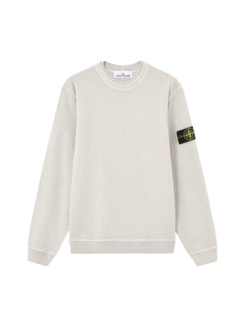 Stone Island STONE ISLAND MALFILÉ FLEECE 'OLD' EFFECT SWEATER PEARL GREY Stone Island STONE ISLAND MALFILÉ FLEECE 'OLD' EFFECT SWEATER PEARL GREY