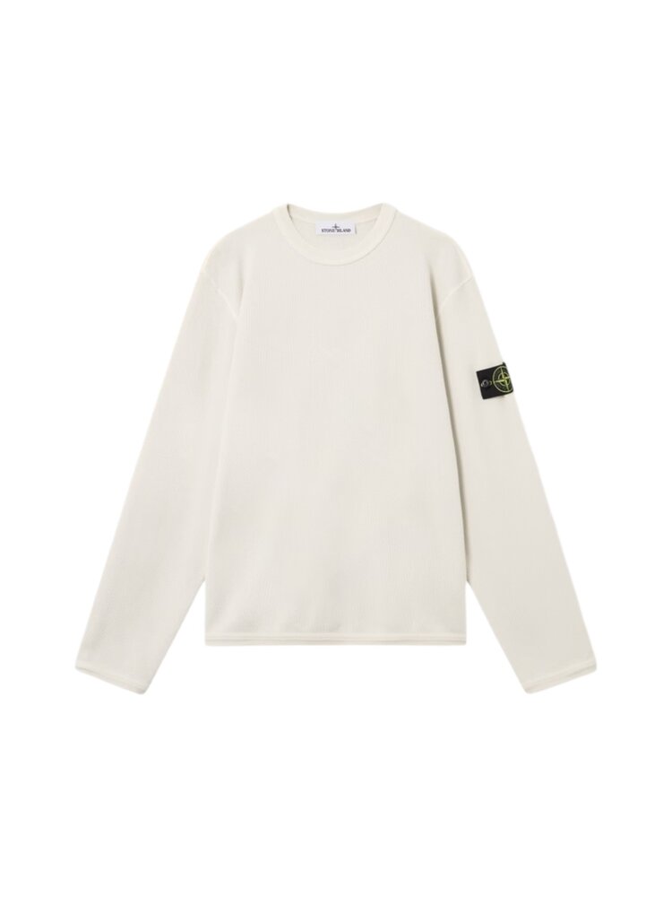 Stone Island STONE ISLAND MESH STITCH COTTON SWEATER IVORY Stone Island STONE ISLAND MESH STITCH COTTON SWEATER IVORY