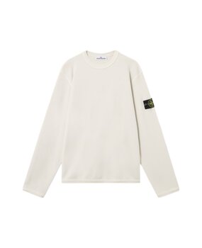 Stone Island STONE ISLAND MESH STITCH COTTON SWEATER IVORY Stone Island STONE ISLAND MESH STITCH COTTON SWEATER IVORY