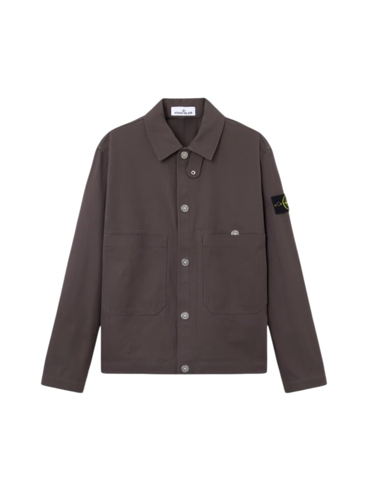 Stone Island STONE ISLAND COTTON CANVAS JACK CHARCOAL GREY Stone Island STONE ISLAND COTTON CANVAS JACK CHARCOAL GREY