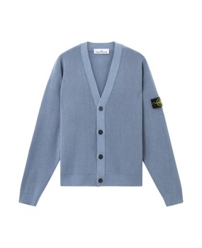 Stone Island STONE ISLAND RIBBED V-NECK CARDIGAN BLUE Stone Island STONE ISLAND RIBBED V-NECK CARDIGAN BLUE