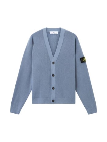 Stone Island STONE ISLAND RIBBED V-NECK CARDIGAN BLUE Stone Island STONE ISLAND RIBBED V-NECK CARDIGAN BLUE