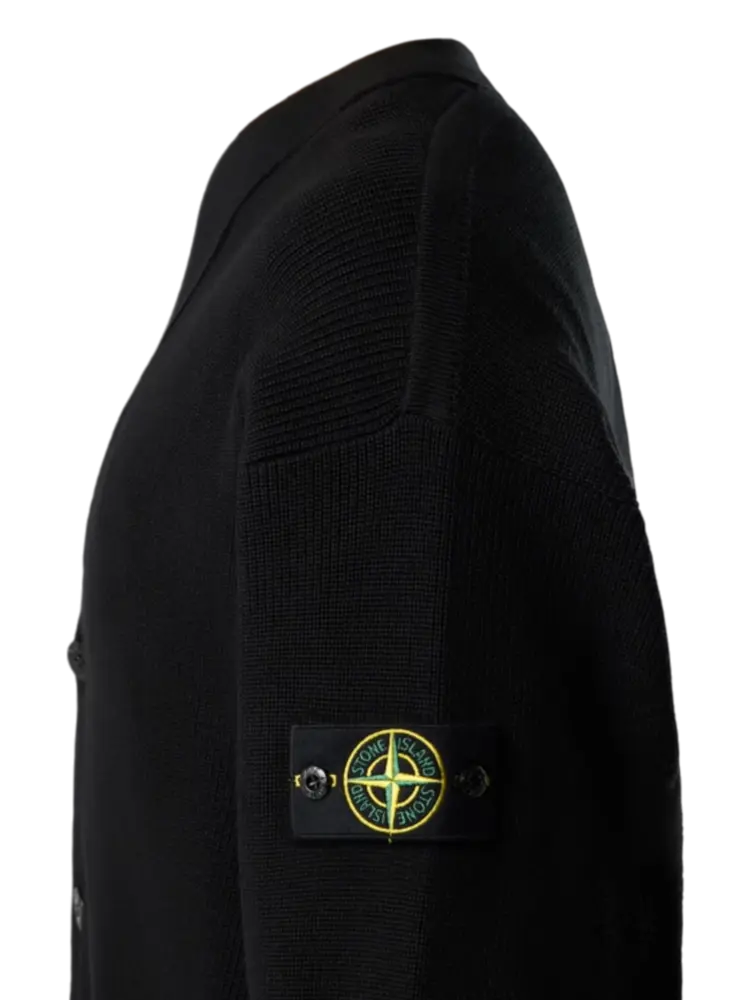 Stone Island STONE ISLAND RIBBED ORGANIC COTTON CARDIGAN BLACK Stone Island STONE ISLAND RIBBED ORGANIC COTTON CARDIGAN BLACK