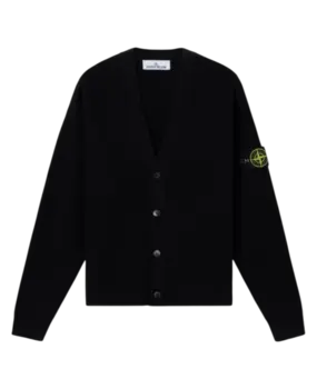 Stone Island STONE ISLAND RIBBED V-NECK CARDIGAN BLACK Stone Island STONE ISLAND RIBBED V-NECK CARDIGAN BLACK