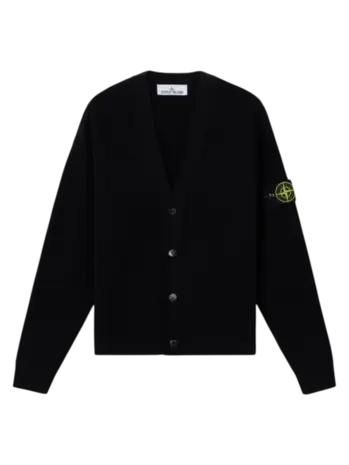 Stone Island STONE ISLAND RIBBED ORGANIC COTTON CARDIGAN BLACK Stone Island STONE ISLAND RIBBED ORGANIC COTTON CARDIGAN BLACK