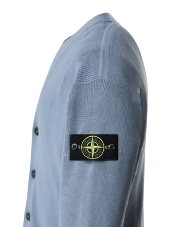 Stone Island STONE ISLAND RIBBED V-NECK CARDIGAN BLUE Stone Island STONE ISLAND RIBBED V-NECK CARDIGAN BLUE