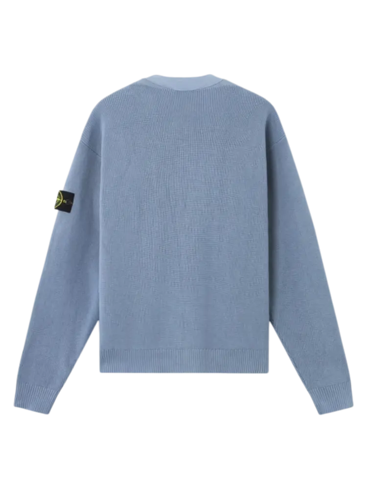 Stone Island STONE ISLAND RIBBED V-NECK CARDIGAN BLUE Stone Island STONE ISLAND RIBBED V-NECK CARDIGAN BLUE