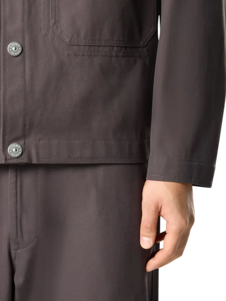 Stone Island STONE ISLAND COTTON CANVAS JACK CHARCOAL GREY Stone Island STONE ISLAND COTTON CANVAS JACK CHARCOAL GREY