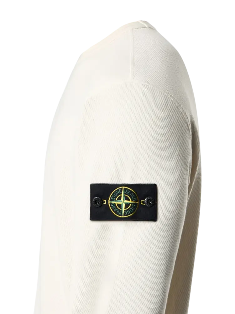 Stone Island STONE ISLAND MESH STITCH COTTON SWEATER IVORY Stone Island STONE ISLAND MESH STITCH COTTON SWEATER IVORY