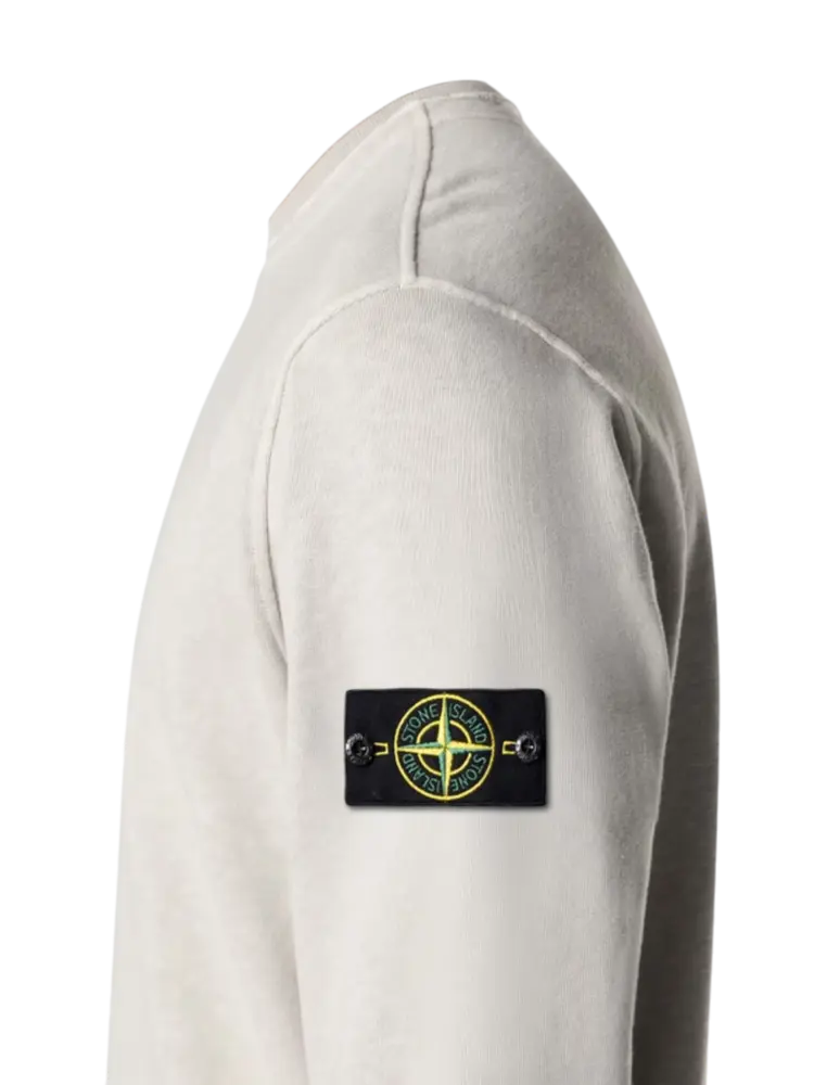 Stone Island STONE ISLAND MALFILÉ FLEECE 'OLD' EFFECT SWEATER PEARL GREY Stone Island STONE ISLAND MALFILÉ FLEECE 'OLD' EFFECT SWEATER PEARL GREY