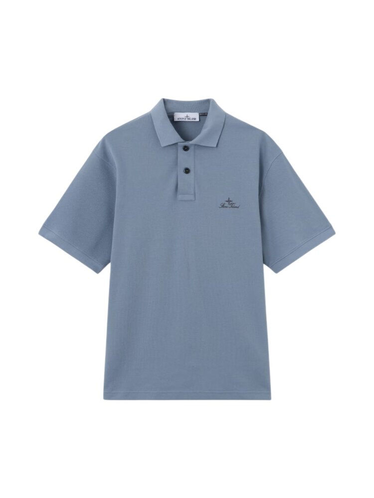 Stone Island STONE ISLAND 50/2 ORGANIC COTTON POLO BLUE Stone Island STONE ISLAND 50/2 ORGANIC COTTON POLO BLUE