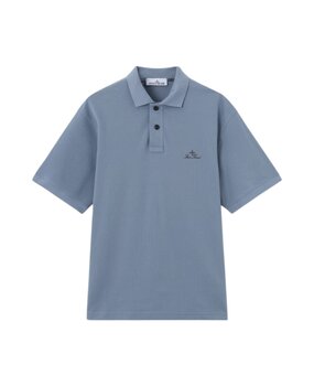 Stone Island STONE ISLAND 50/2 ORGANIC COTTON POLO BLUE Stone Island STONE ISLAND 50/2 ORGANIC COTTON POLO BLUE