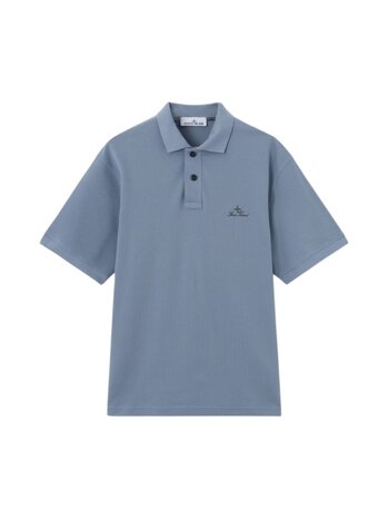 Stone Island STONE ISLAND 50/2 ORGANIC COTTON POLO BLUE Stone Island STONE ISLAND 50/2 ORGANIC COTTON POLO BLUE