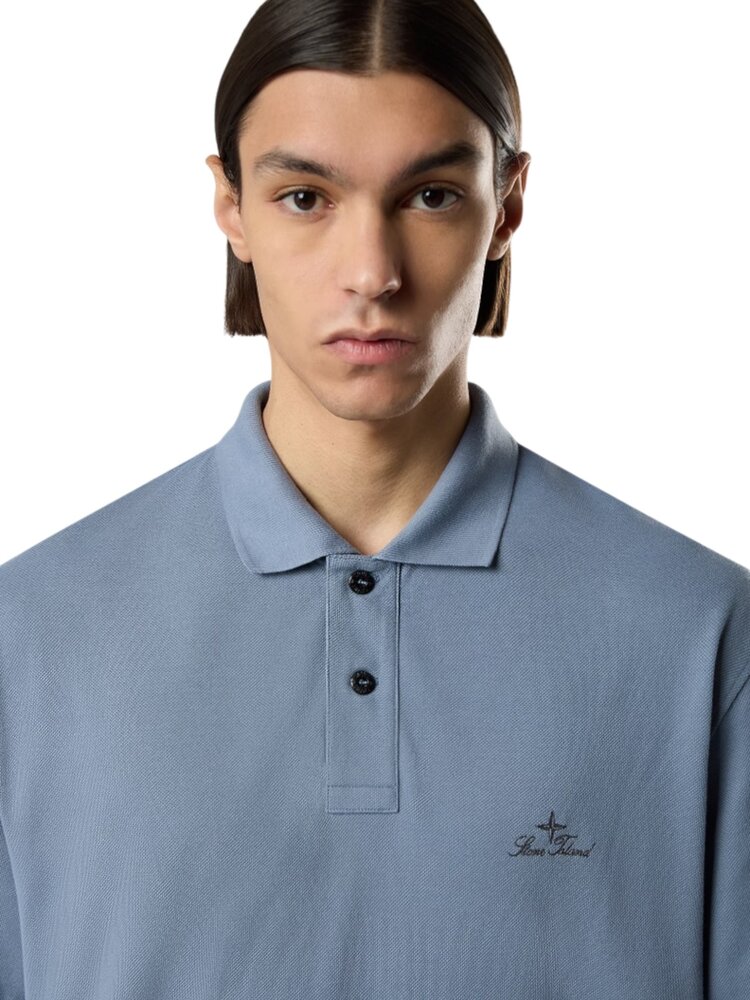 Stone Island STONE ISLAND 50/2 ORGANIC COTTON POLO BLUE Stone Island STONE ISLAND 50/2 ORGANIC COTTON POLO BLUE