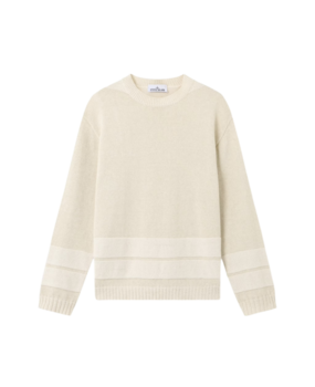Stone Island STONE ISLAND MARINA RAW HAND COTTON + LINEN PULLOVER IVORY