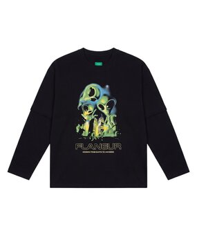 FLÂNEUR CITY ALIENS LONGSLEEVE WASHED BLACK